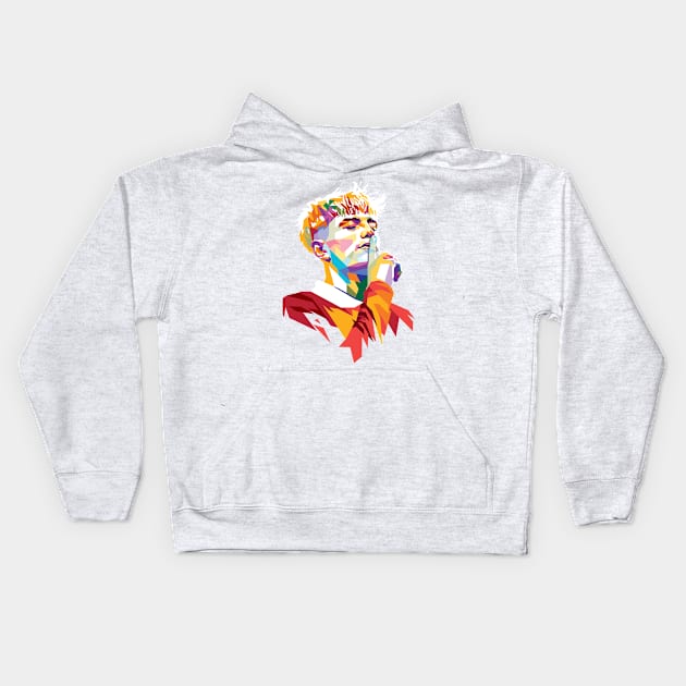 Alejandro Garnacho Portrait Pop Art Kids Hoodie by RJWLTG